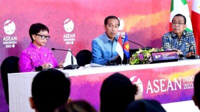 Presiden Joko Widodo dalam pemaparan hasil KTT ASEAN 2023. Foto Dok. BPMI Setpres.