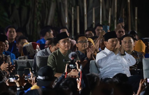 Prabowo-Gibran di puncak harlah Pergerakan Mahasiswa Islam Indonesia (PMII) ke-63 tahun. Foto Instagram Prabowo Subianto.