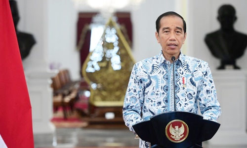 Presiden Joko Widodo menyampaikan keterangan pers terkait situasi di Palestina di Istana Merdeka, Jakarta, pada Senin, 30 Oktober 2023. Foto presidenri.go.id.