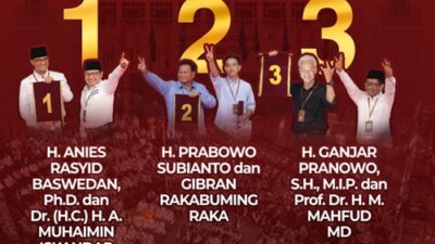 Nomor urut pasangan Capres dan Cawapres 2024. Foto Instagram KPU RI.