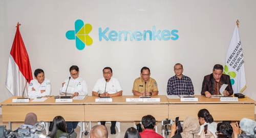 Kementerian Kesehatan menggelar konpers tentang kondisi kesehatan petugas Pemiu 2024, 19 Februari 2024. Foto Dok. Kemenkes.