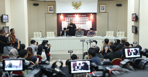 Konferensi pers jelang Debat Pilpres 2024 putaran terakhir, 2 Februari 2024. Foto Dok. KPU.