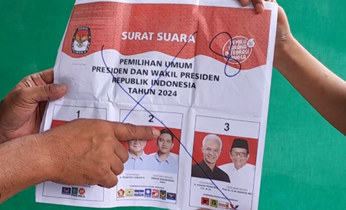 Salah satu dugaan kecurangan Pemilu 2024. Foto tangkapan layar.