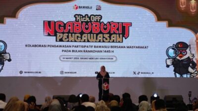 Anggota Bawaslu Lolly Suhent membuka Rakornas Data Pencegahan Hasil Pengawasan Kampanye, Pemungutan dan Penghitungan Suara Serta Rekapitulasi Hasil Penghitungan Suara Pemilu 2024 di Jakarta, Rabu, 13 Maret 2024. Foto Dok. Bawaslu.