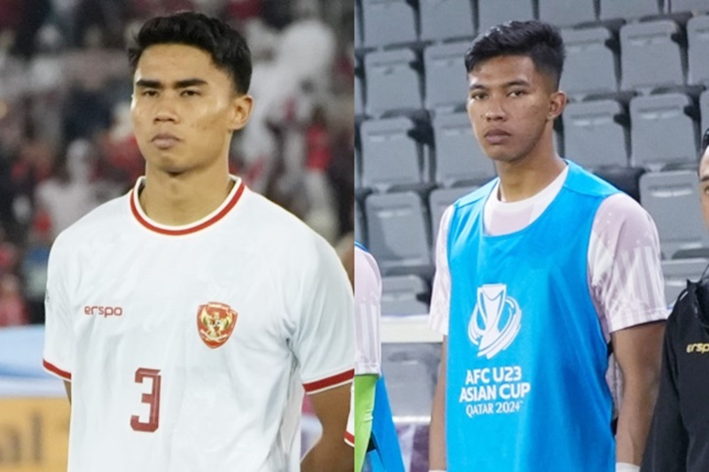 Bripda Muhammad Ferrari dan Bripda Daffa Fasya Sumawijaya yang memperkuat Timnas U23 di Piala Asia 2024. Foto kolase pssi.org.