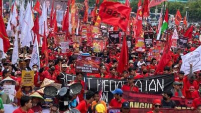 Aliansi Gerakan Buruh Bersama Rakyat (Gebrak) menolak kebijakan pemerintah tentang Tapera. Foto Dok Akun Instagram Konfederasi KASBI.