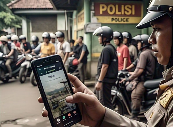 Polda Metro Jaya mulai hari Senin, 20 Januari 2025 memberlakukan tilang melalui WhatsApp. Foto ilutrasi AI.